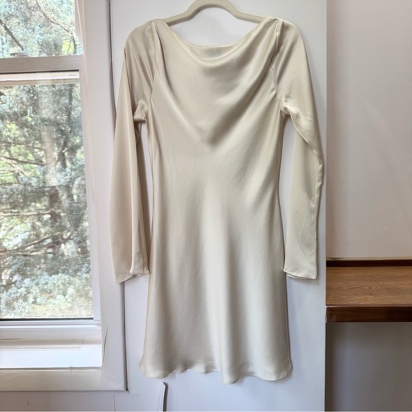 NWT Reformation Pike Satin Dress Almond Cream XL - Picture 7 of 11